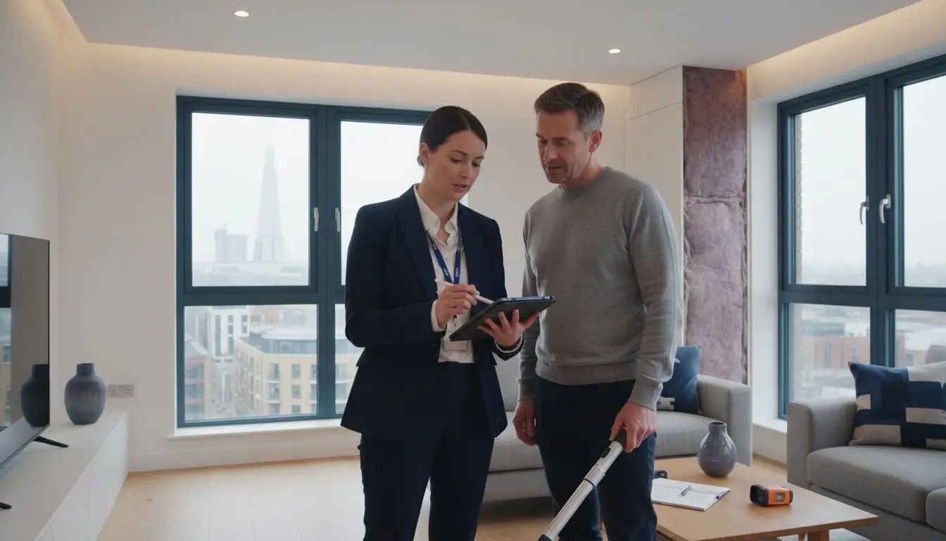 Domestic EPC Certificate Professional discussion in modern apartment.