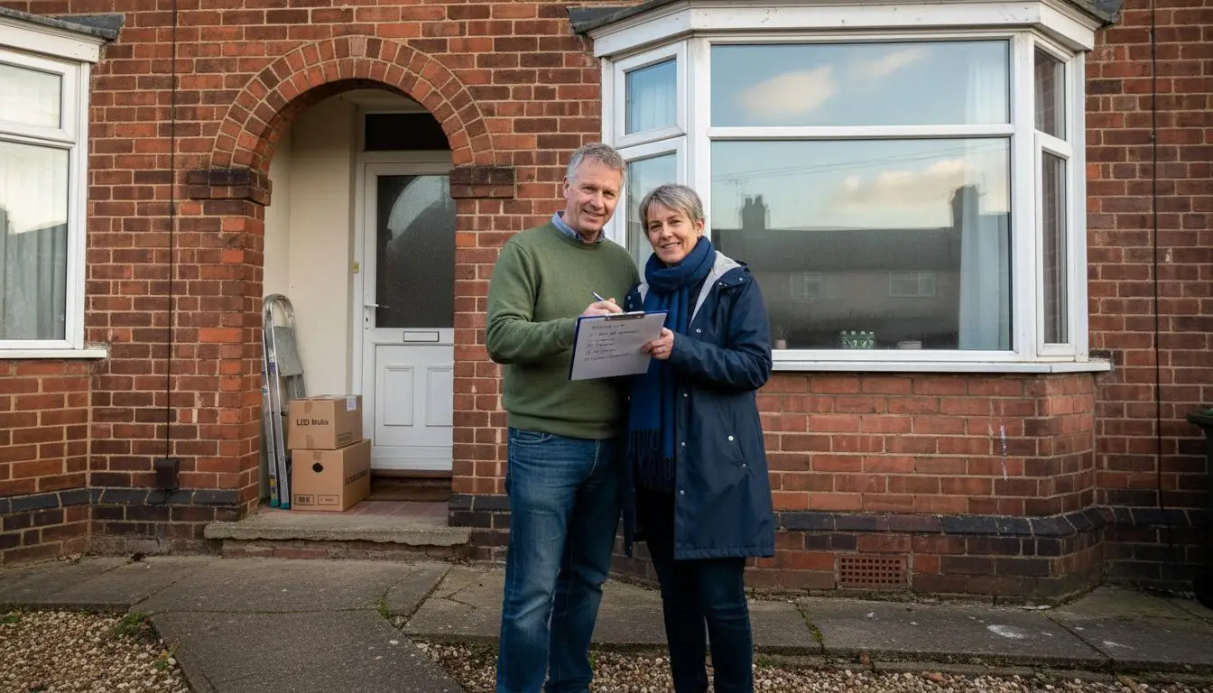 couple outside house