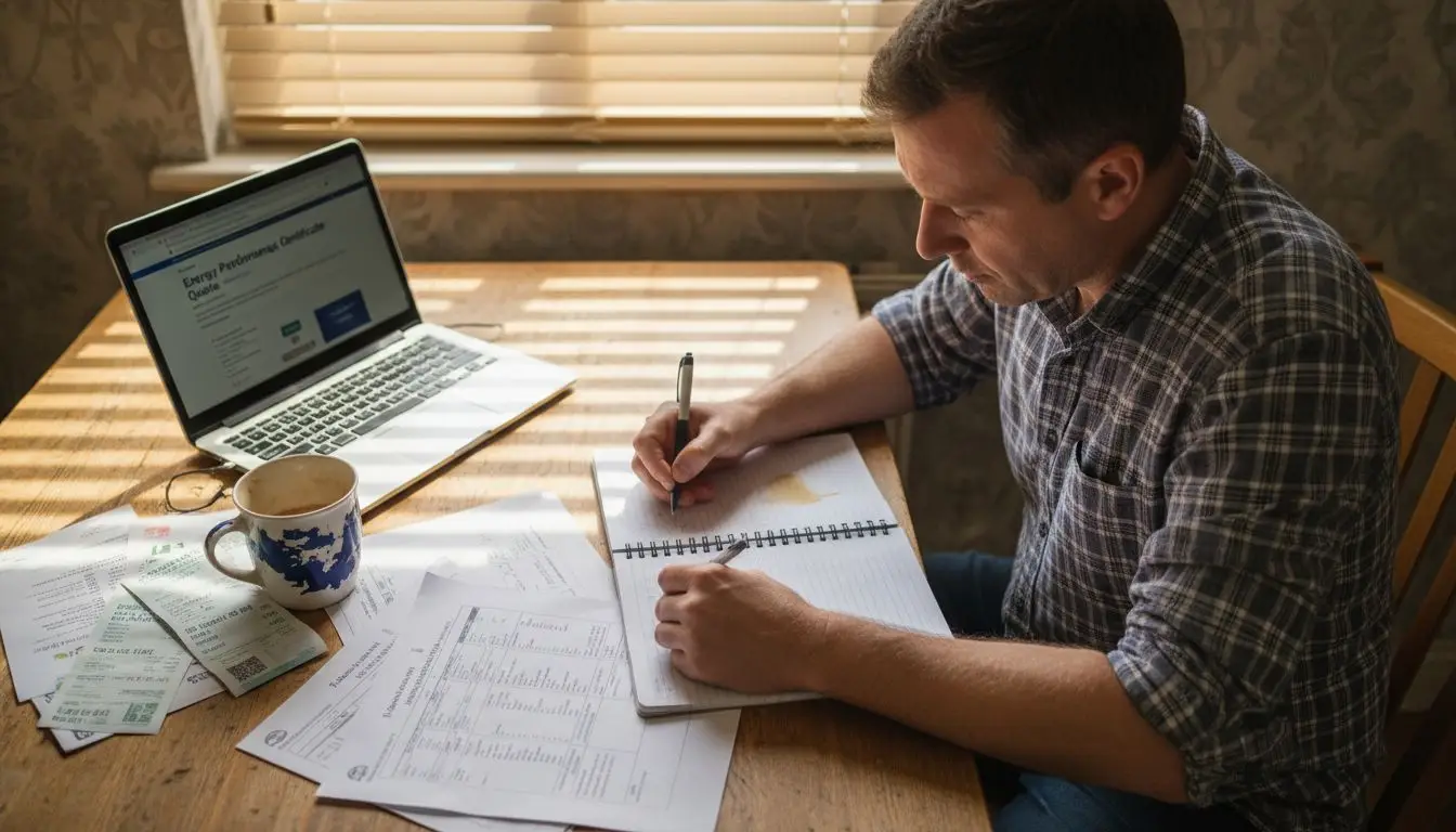 Person studying with laptop and papers
