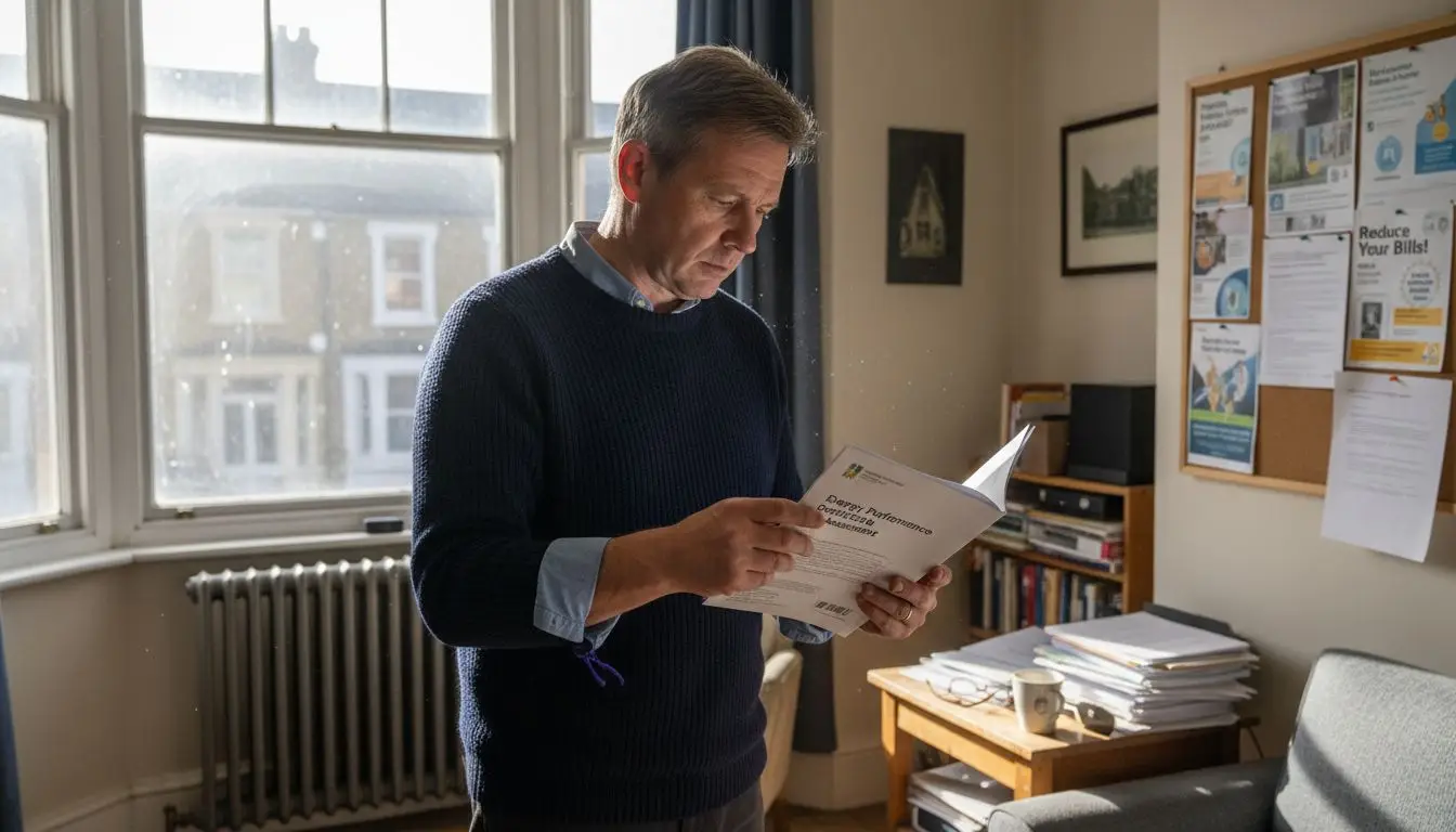 Person reading document in bright room