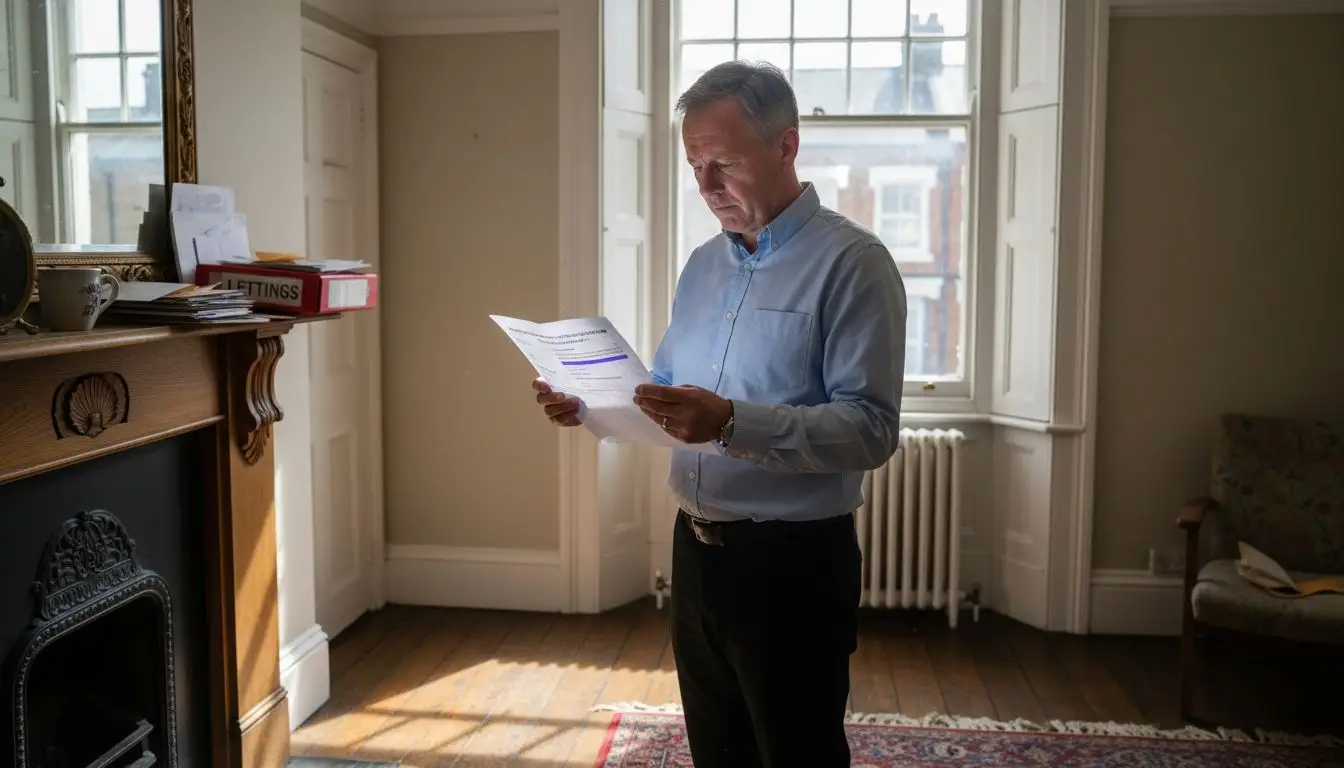 Man reading document in bright room