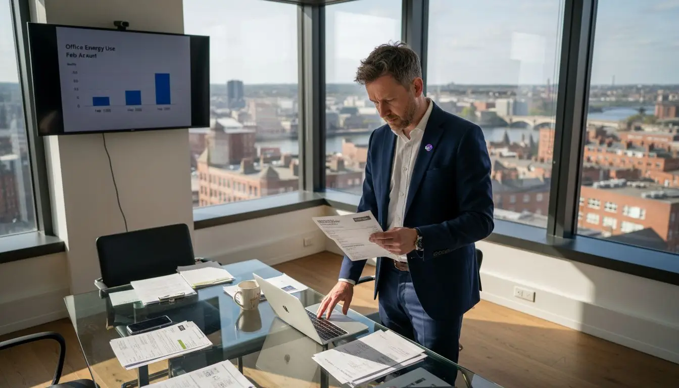 Business meeting with city view