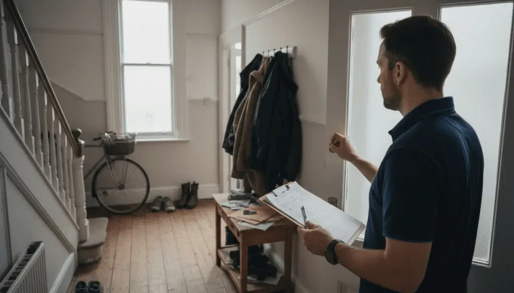 EPC assessor at door of London flat