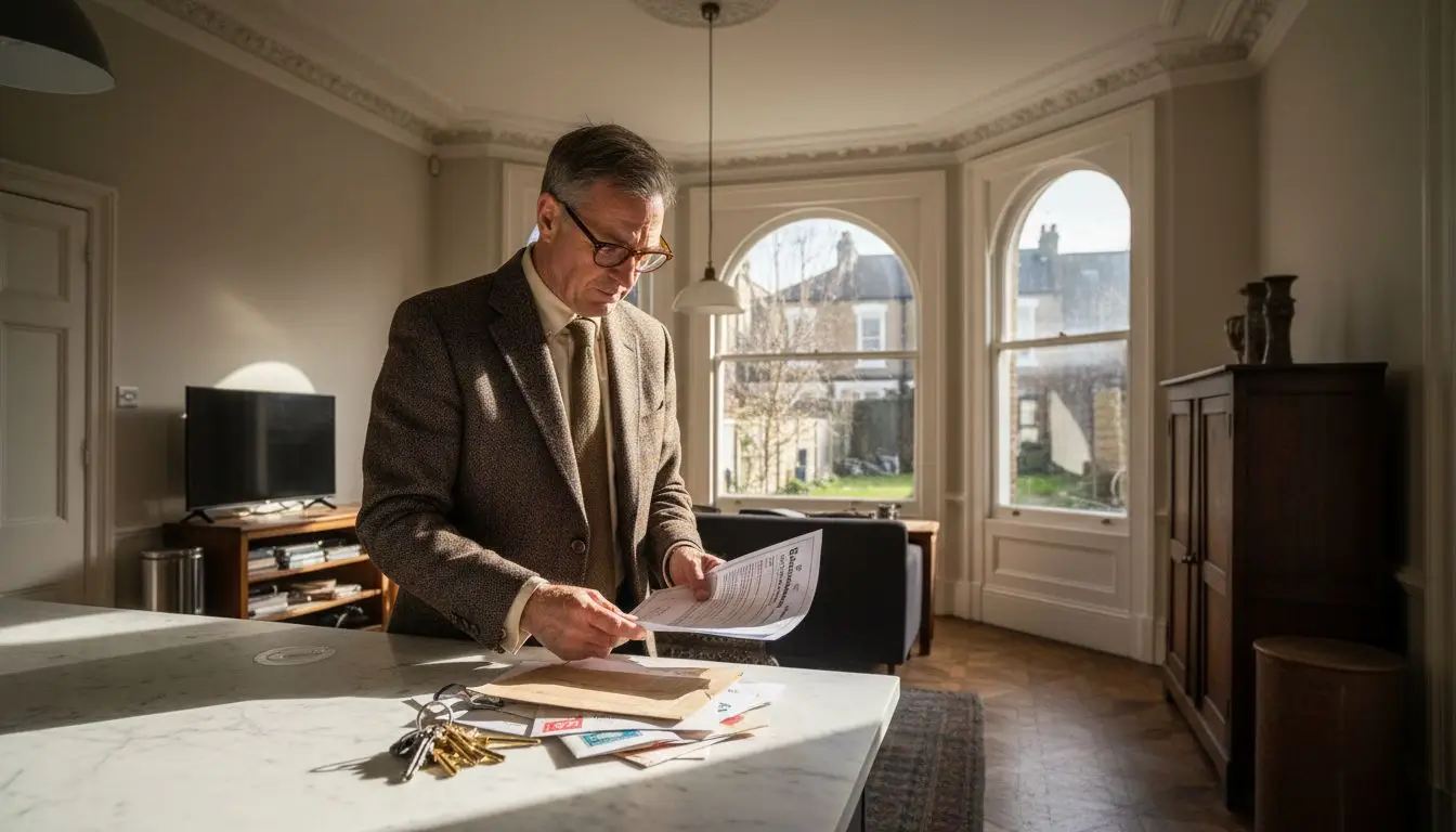 Landlord reviewing EPC papers in London flat