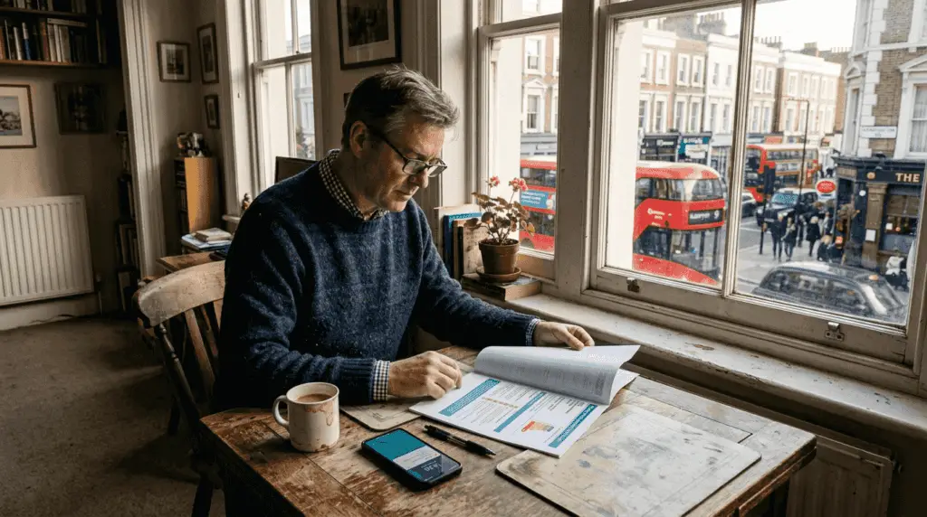 London owner reading EPC report at home