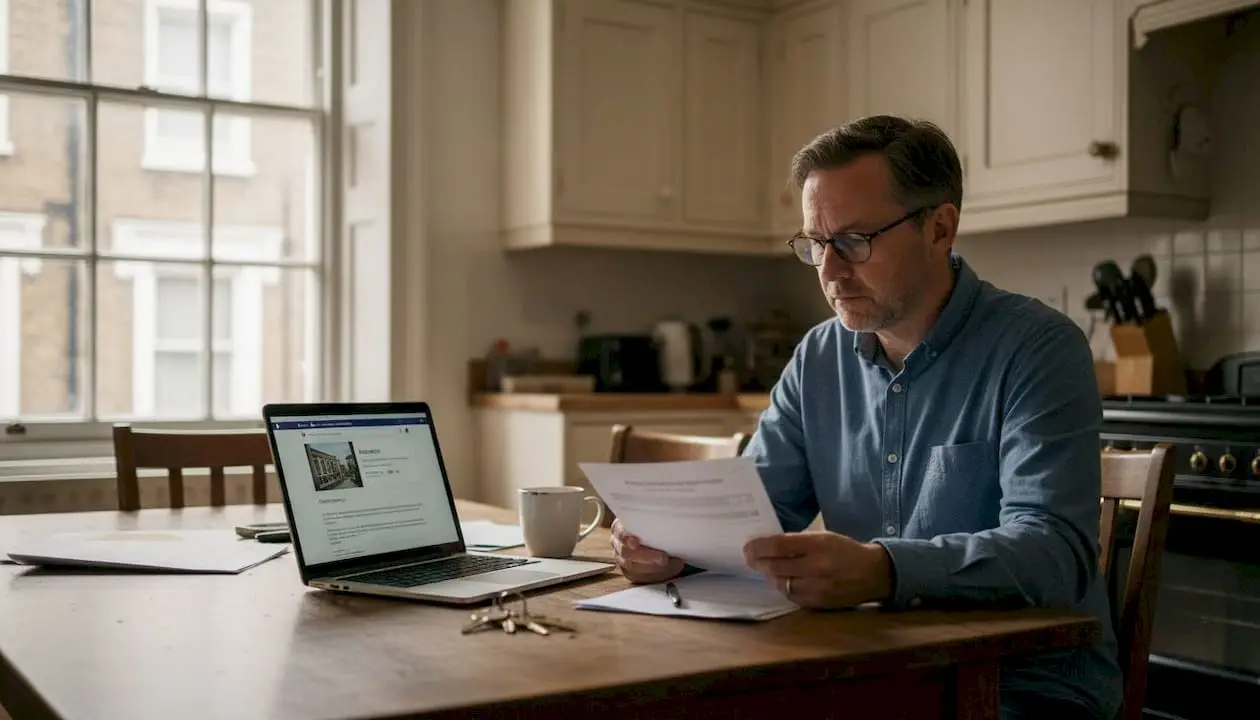 Landlord reviewing EPC in London kitchen