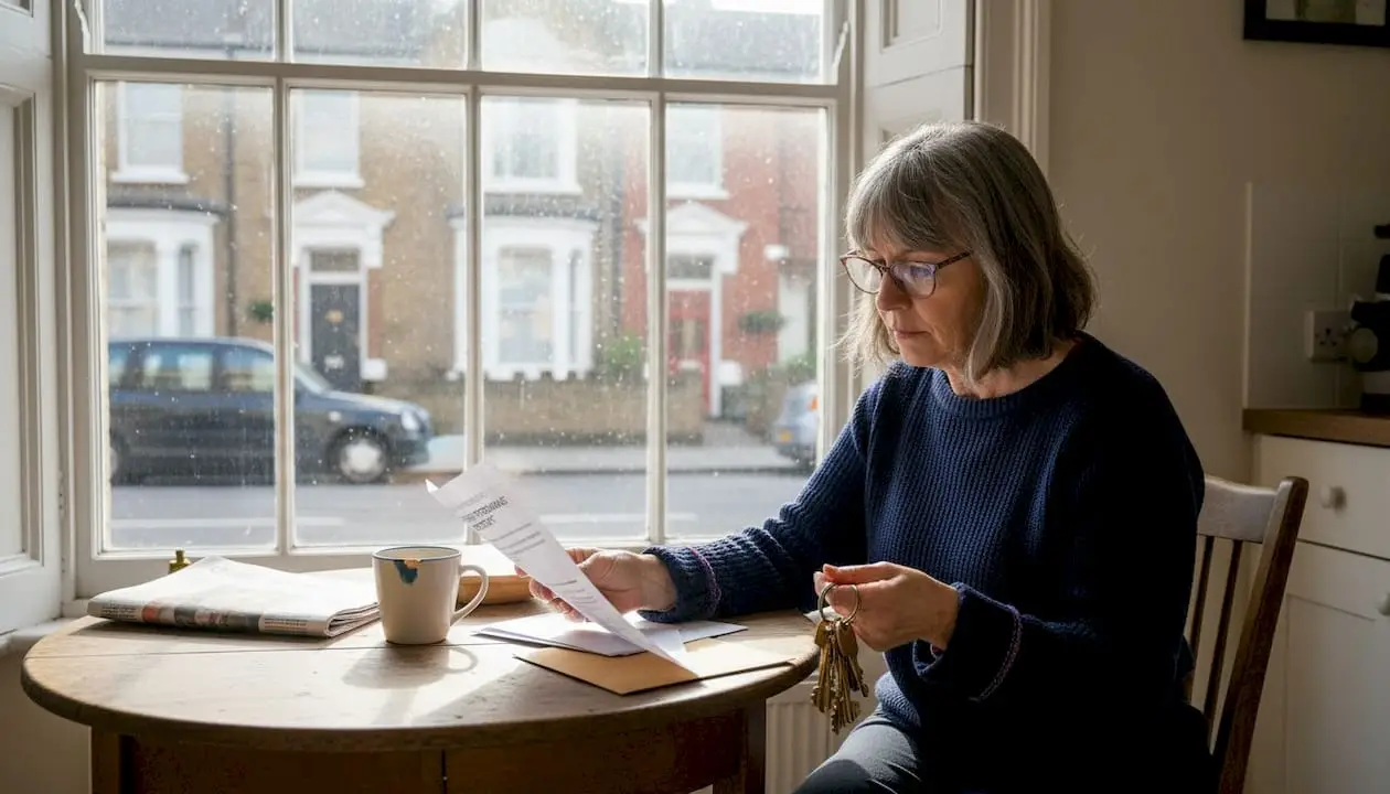 Landlord reviewing EPC certificate at kitchen table