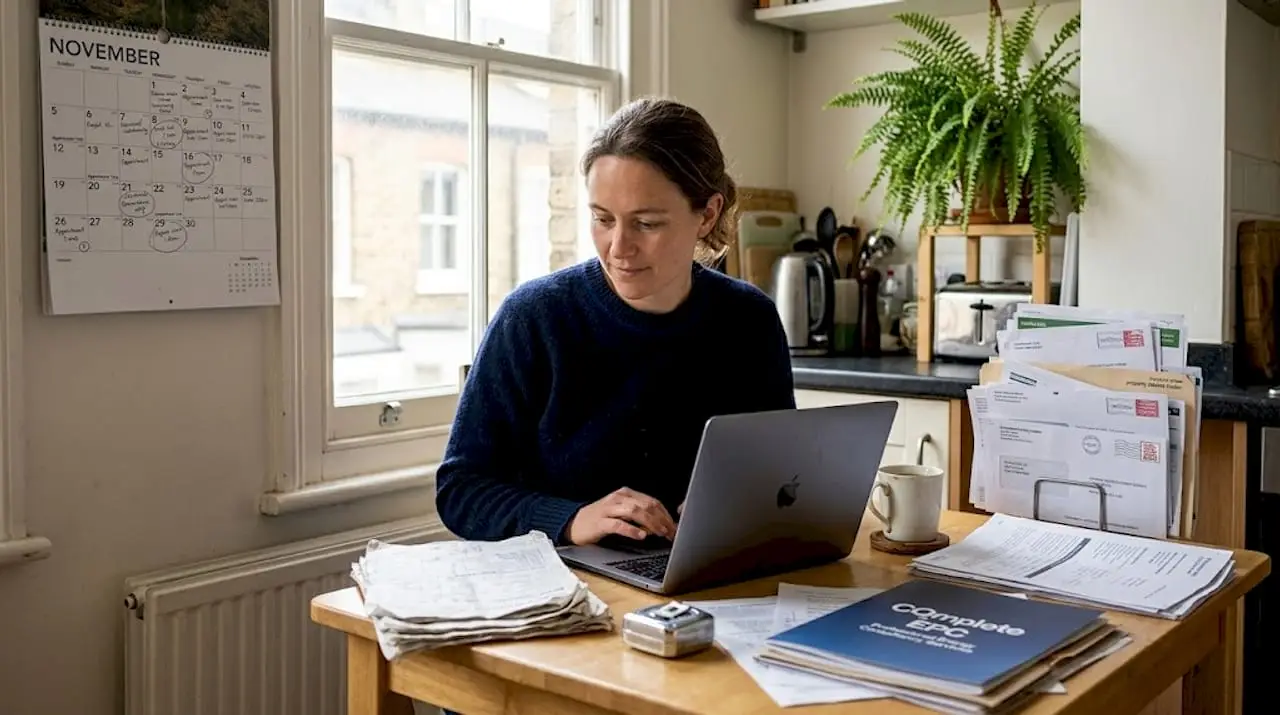 Manager enters water certificate data London kitchen