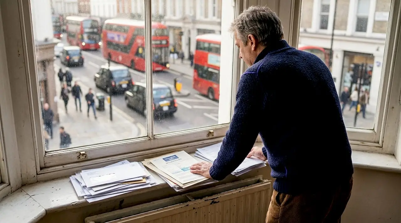 Landlord reviewing compliance paperwork in London flat