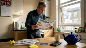 Landlord reviewing EPC certificate in kitchen