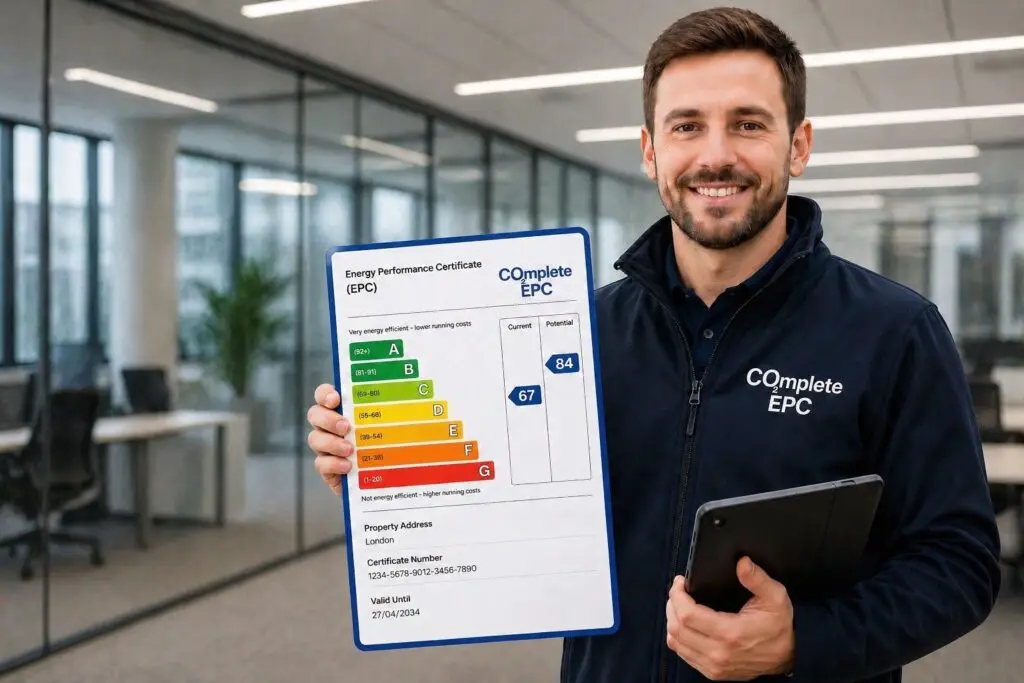 Man holding energy performance certificate