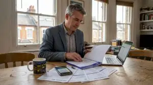 London landlord reviews EPC paperwork at table