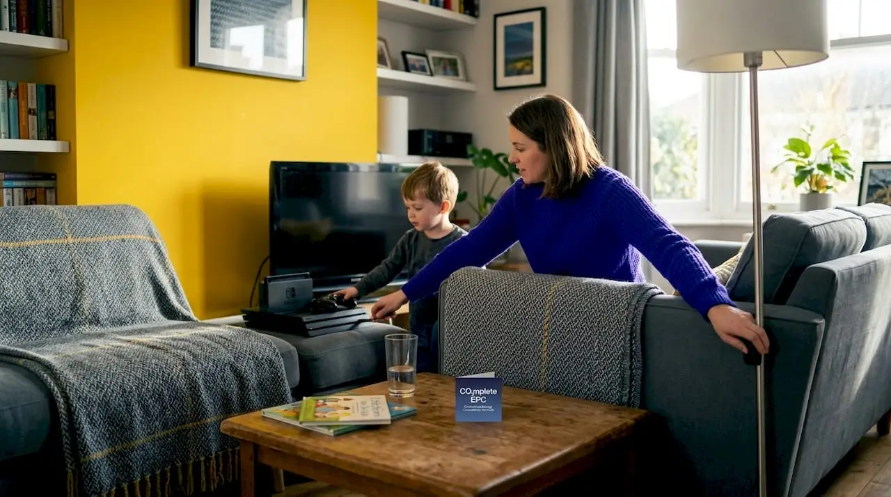 Family switching off devices to save energy