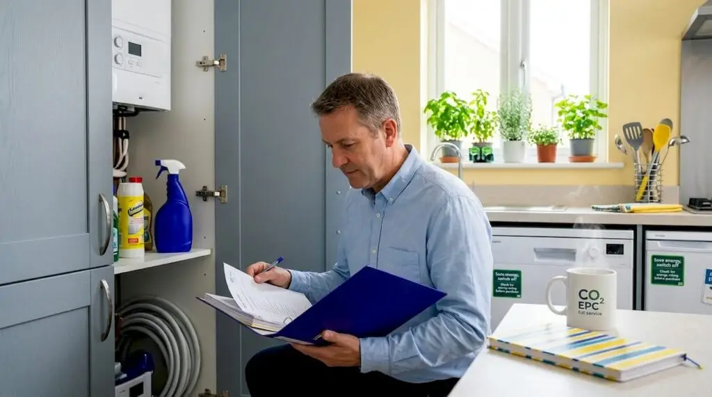 Homeowner reviewing efficiency upgrade checklist