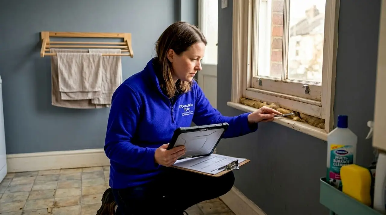 Energy assessor inspecting home for EPC