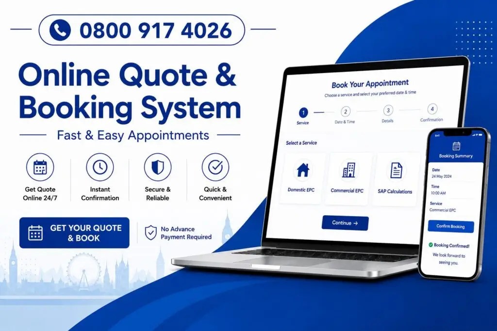 commercial epc quote Online booking system for appointments.