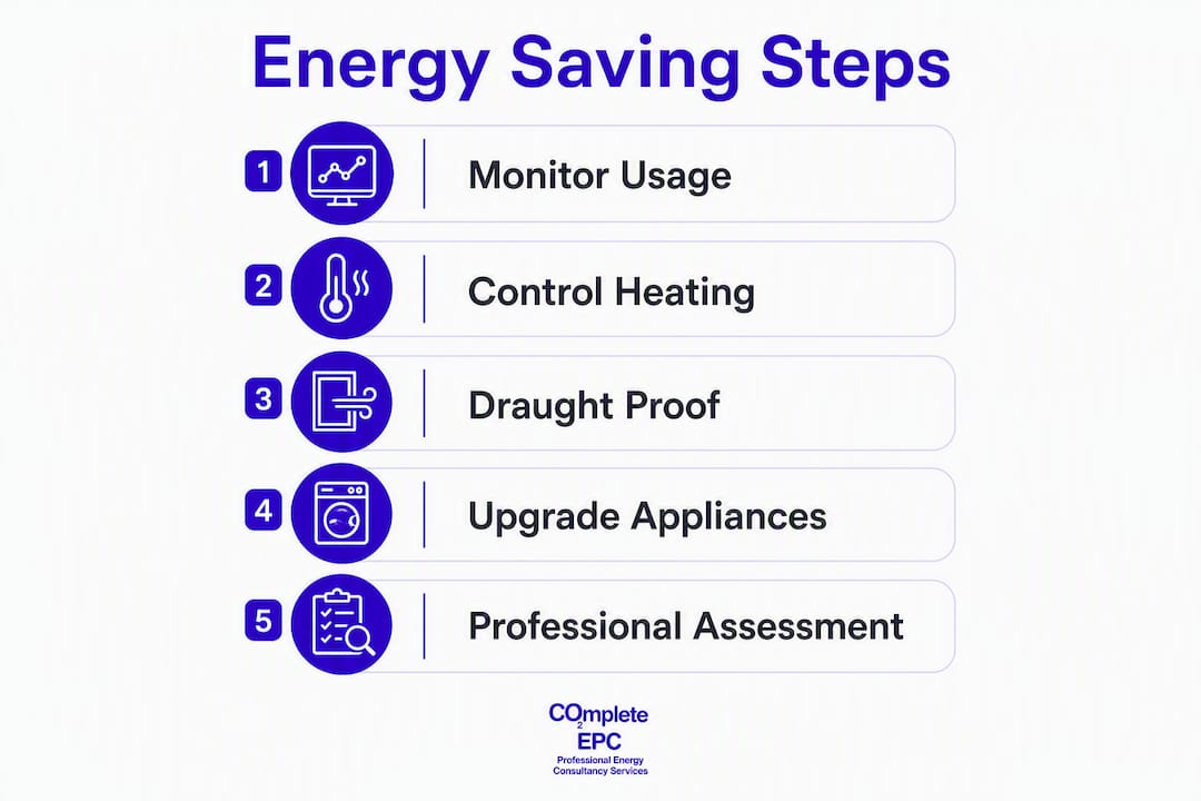 Infographic illustrating steps to reduce energy bills in UK homes