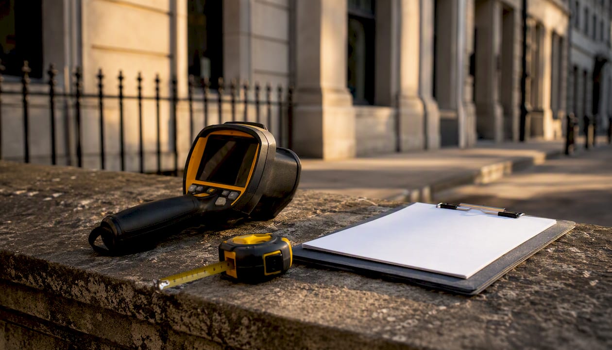 Energy assessor tools on building site