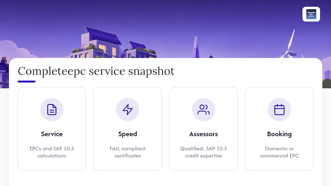 Book your EPC or SAP calculation with Completeepc — overview diagram