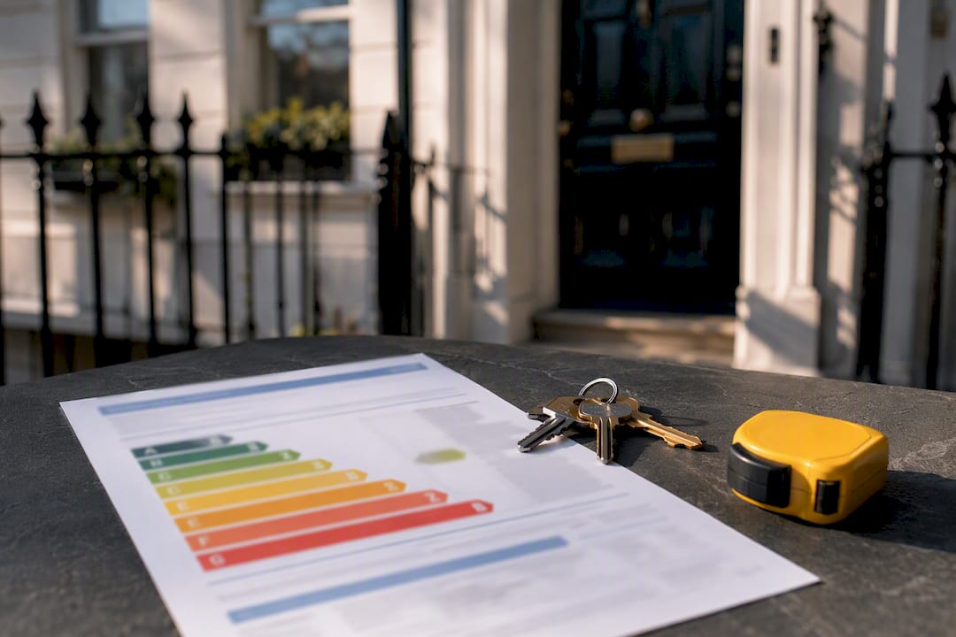 UK EPC certificate with coloured rating bands