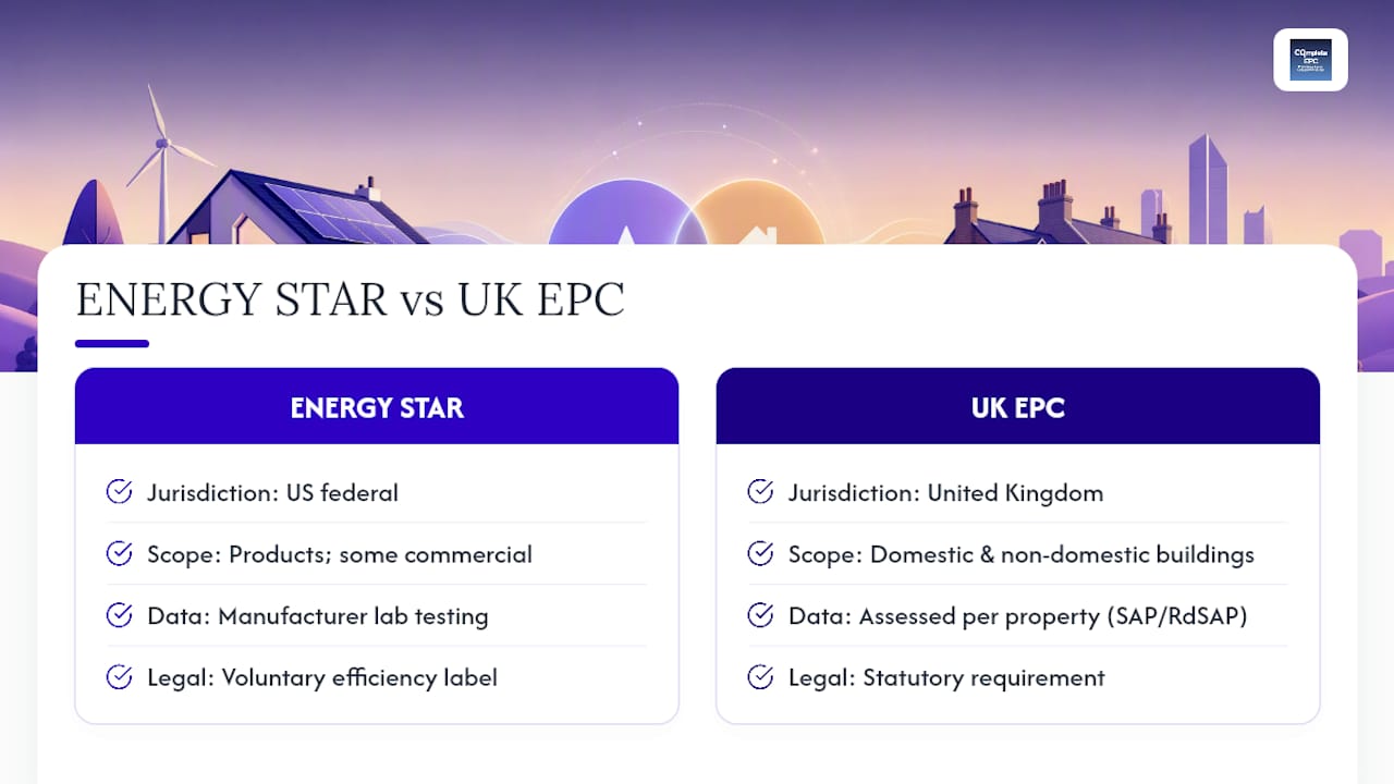 ENERGY STAR and EPC comparison diagram