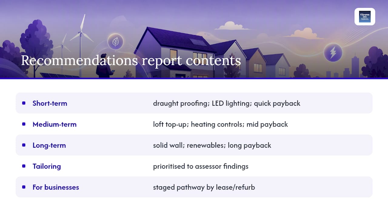 What the recommendation report actually tells you — overview diagram