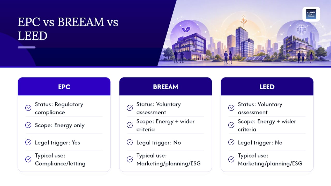 Comparison of EPC BREEAM and LEED