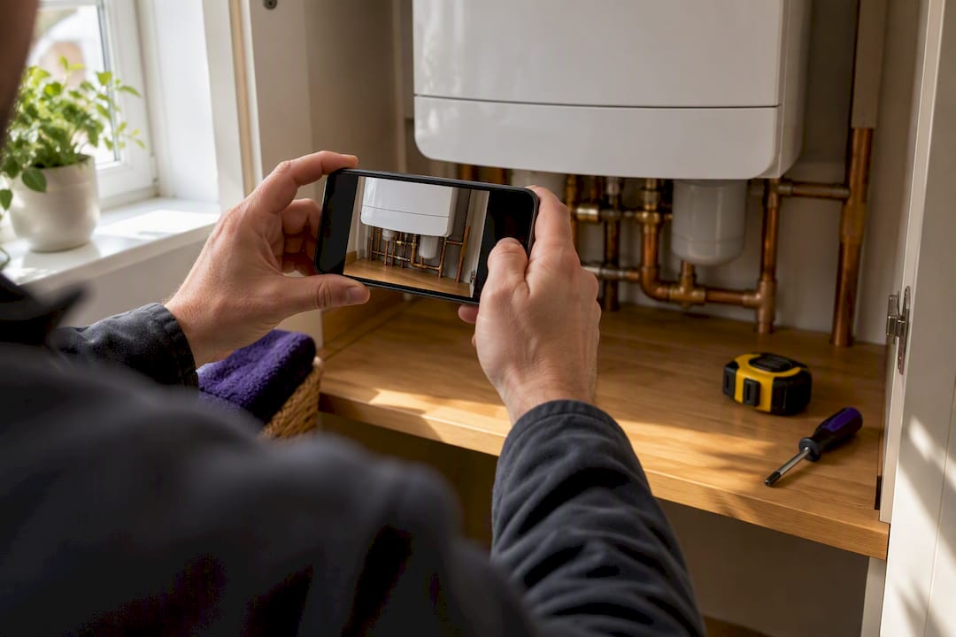 Boiler photographed before EPC assessment