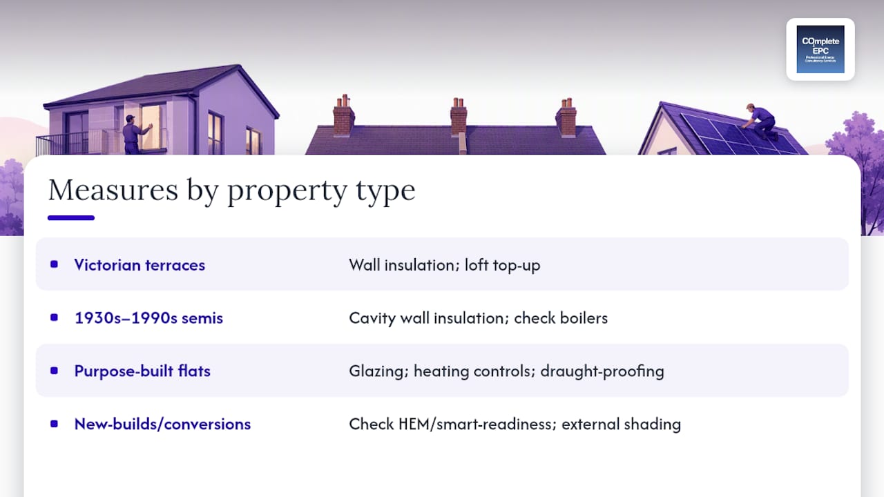 Retrofit measures matched to property types