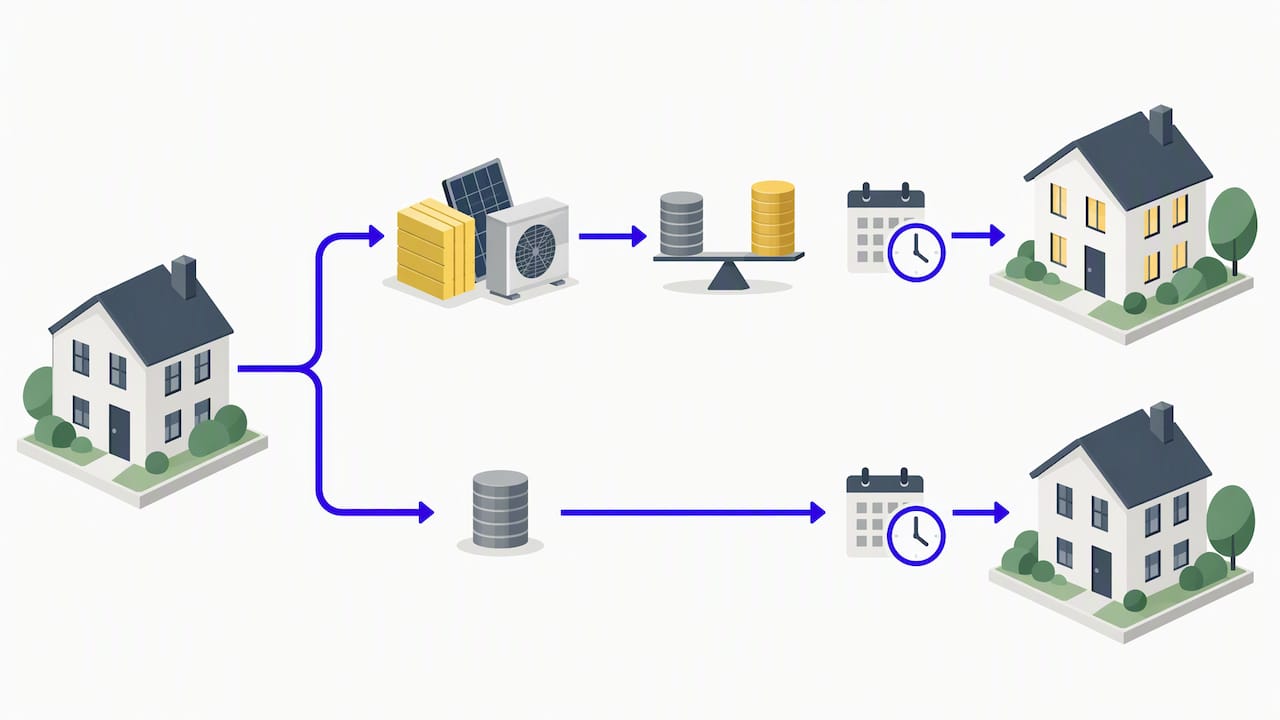 Illustrated retrofit cost and sale value decision