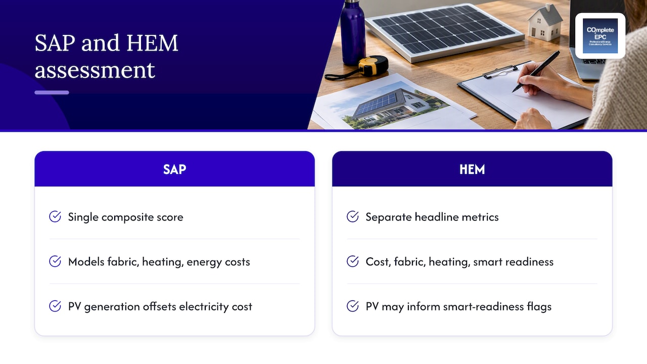 Solar PV inputs and Home Energy Model metrics
