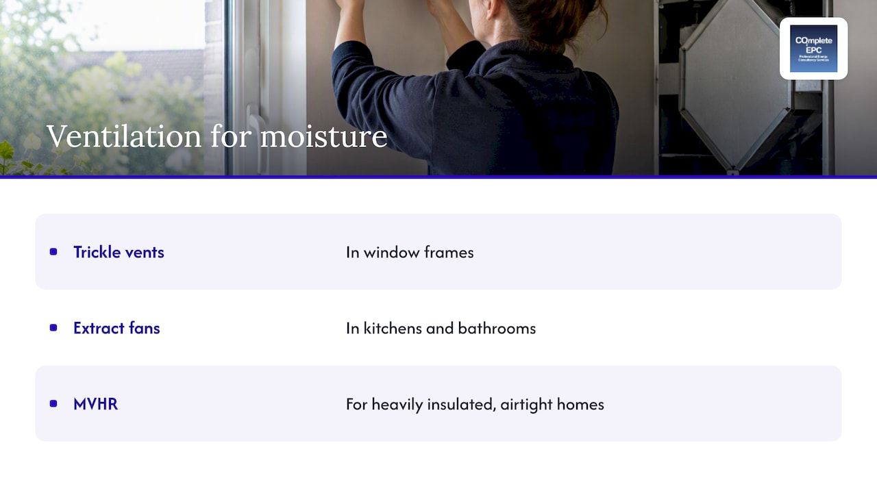 Ventilation options for managing moisture after insulation