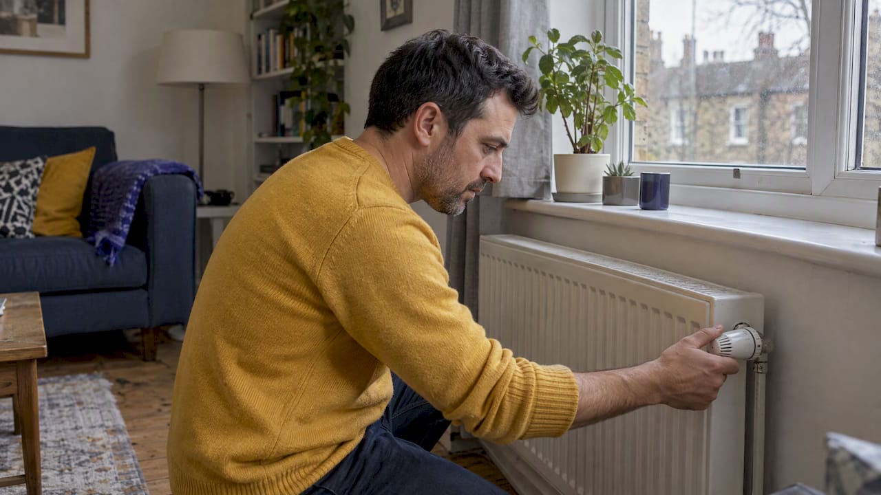 Landlord checking a radiator in a London rental