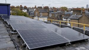 Solar panels on a London business roof