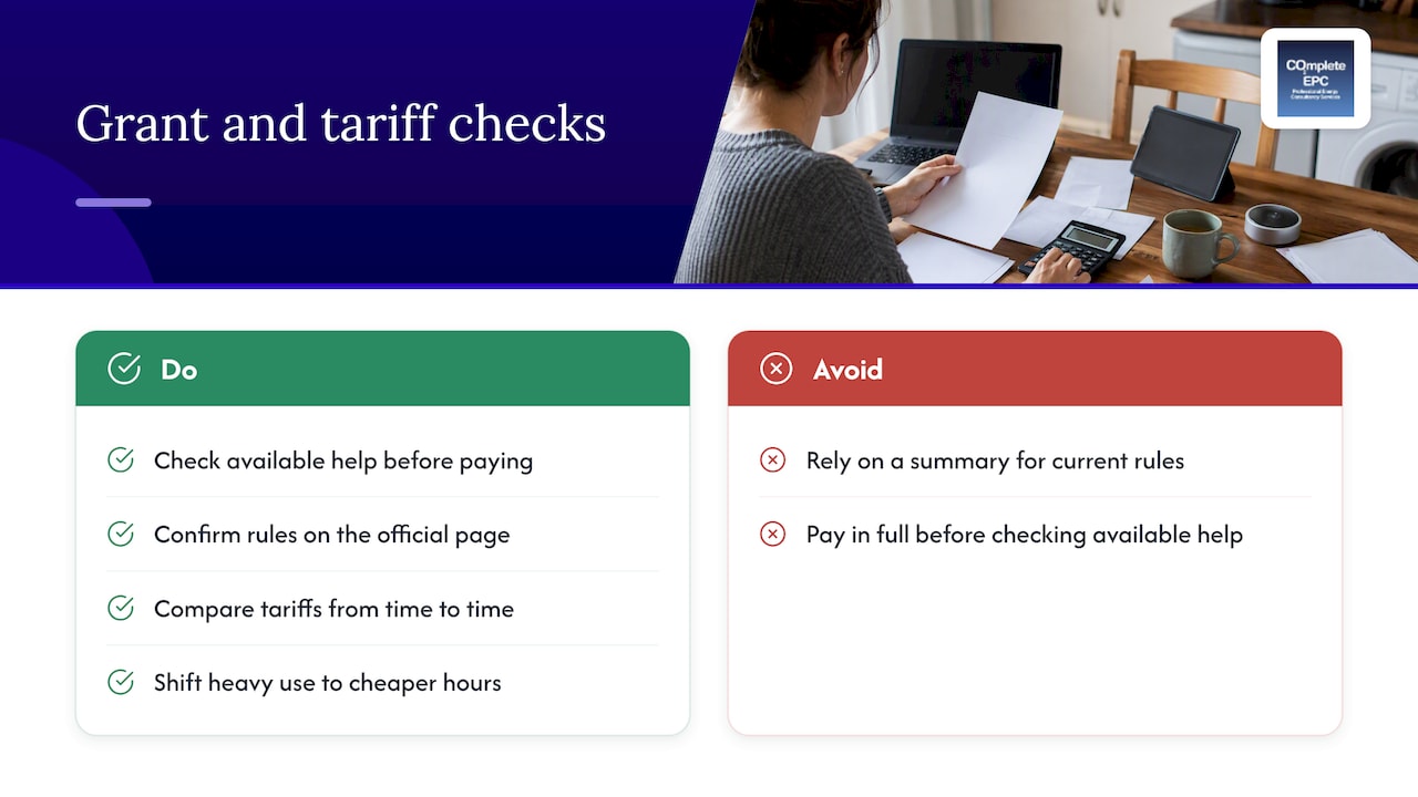 Grants, support and tariffs — overview diagram