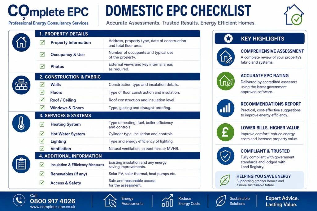 Domestic energy performance checklist overview