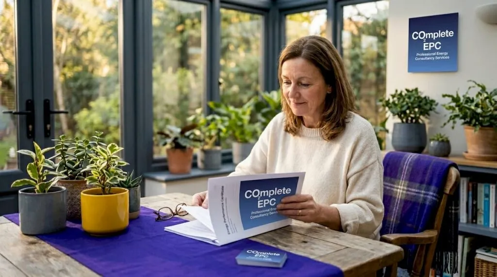 Homeowner reviewing EPC certificate indoors