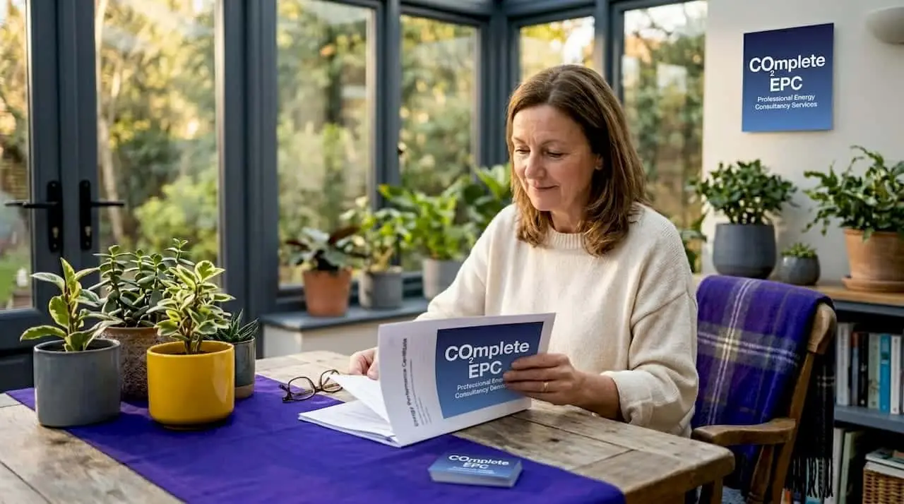 Homeowner reviewing EPC certificate indoors