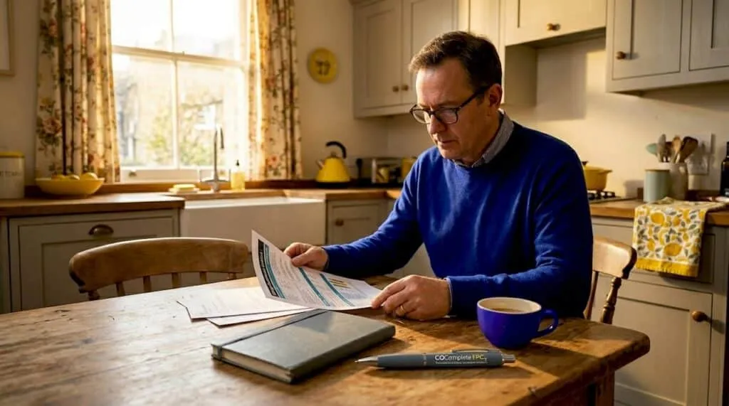 Landlord reviewing EPC certificate in London flat