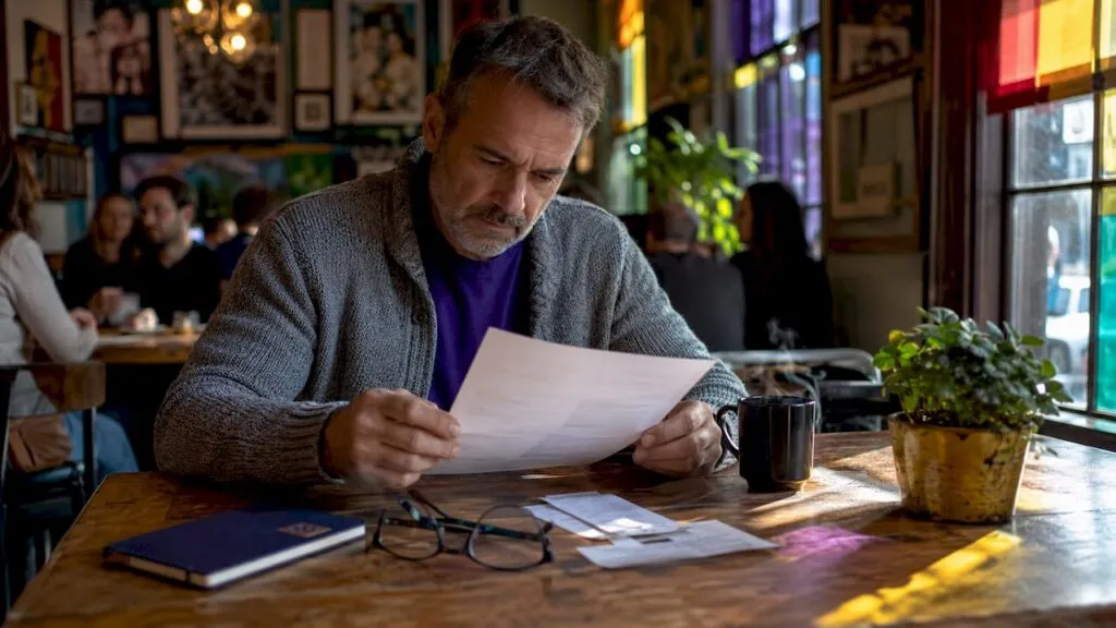 Man reviewing EPC document at home table