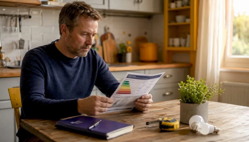 Homeowner reviewing energy performance certificate