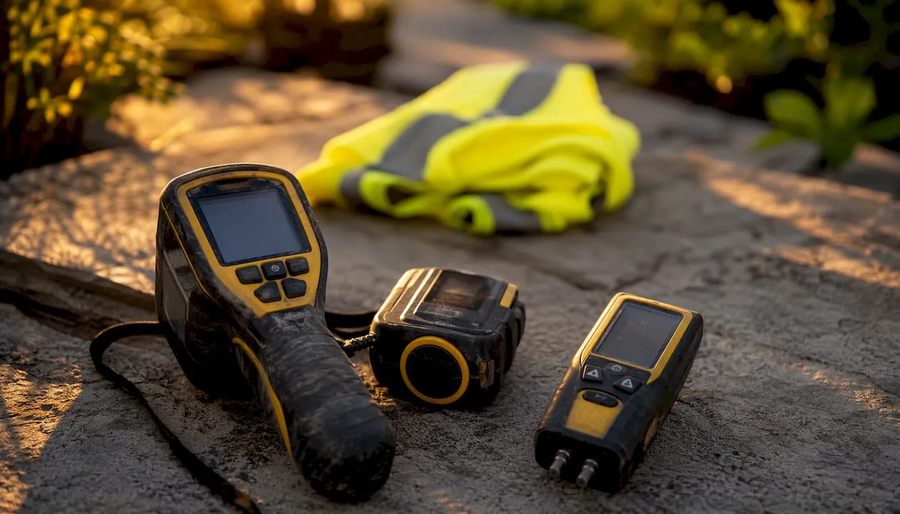 Energy assessor's site inspection tools close-up