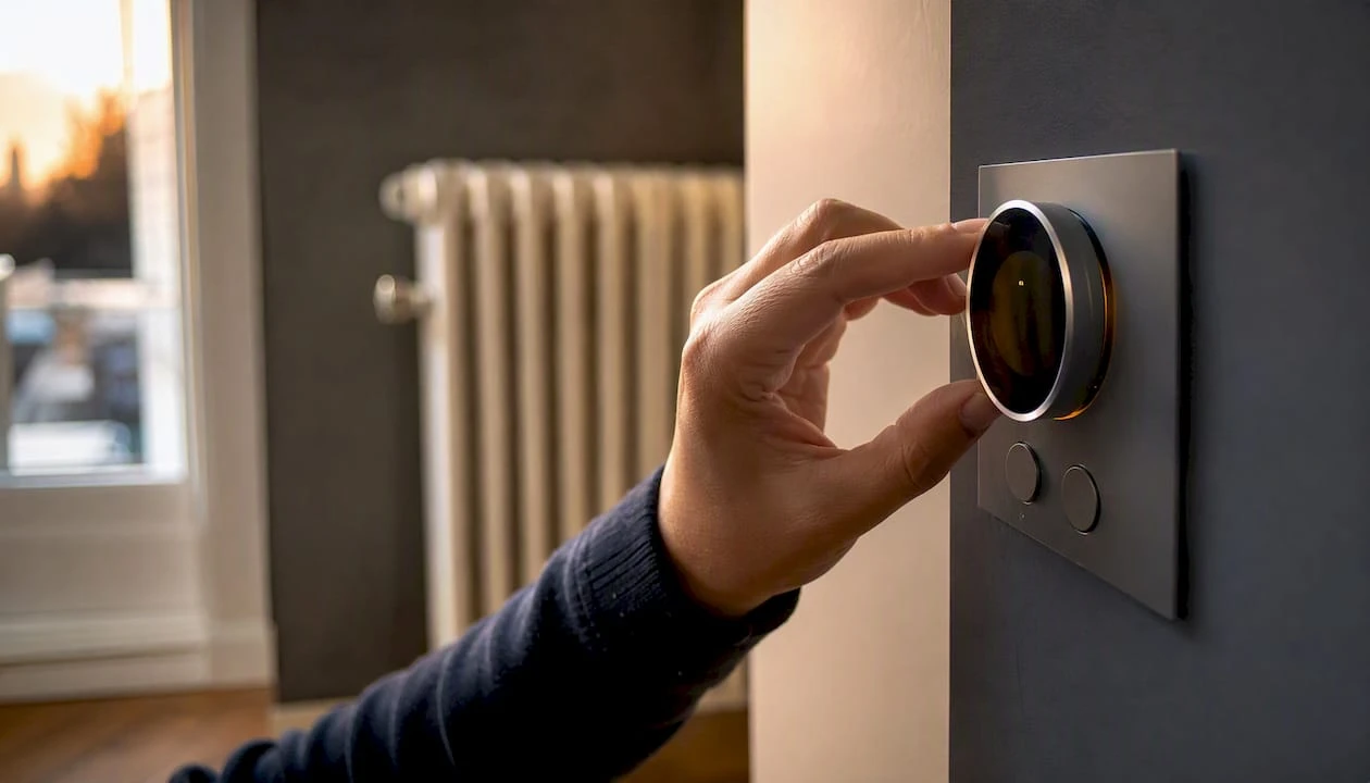 Hand lowering digital thermostat setting