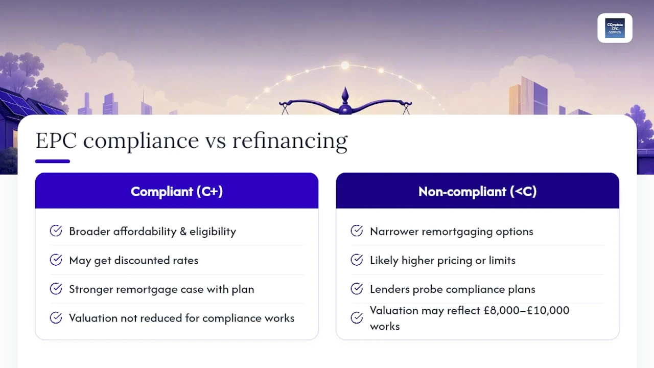 Impact of EPC compliance on mortgage and refinancing options — overview diagram