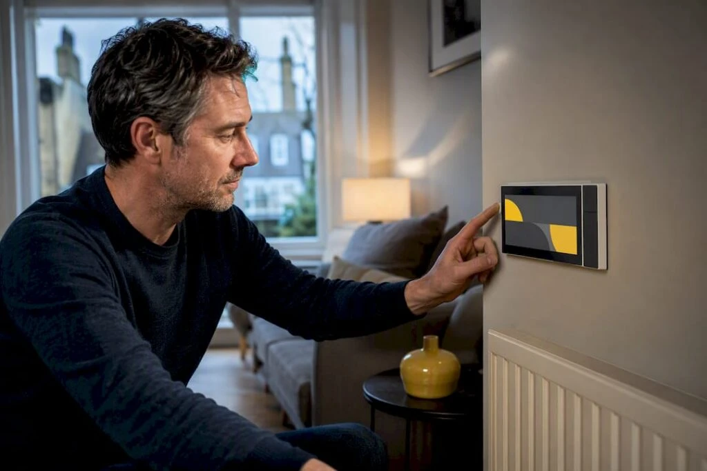Homeowner checking smart energy display