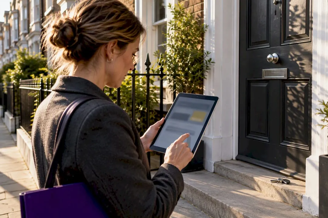 Property manager checking an EPC postcode lookup