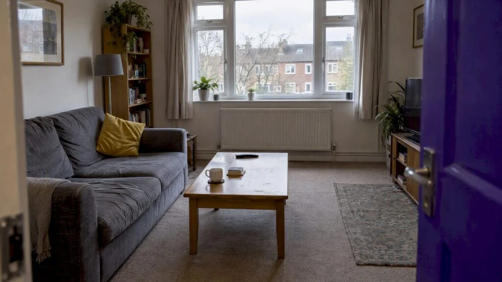 Well-kept London rental maisonette living room