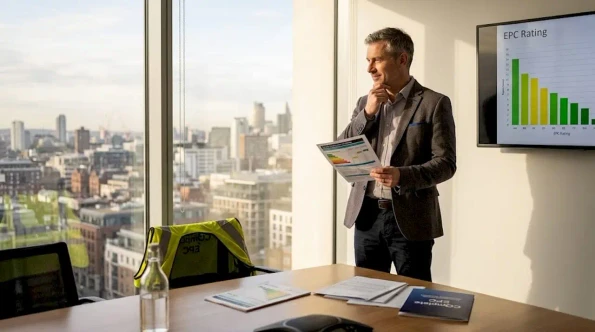 Commercial property manager reviewing EPC certificate