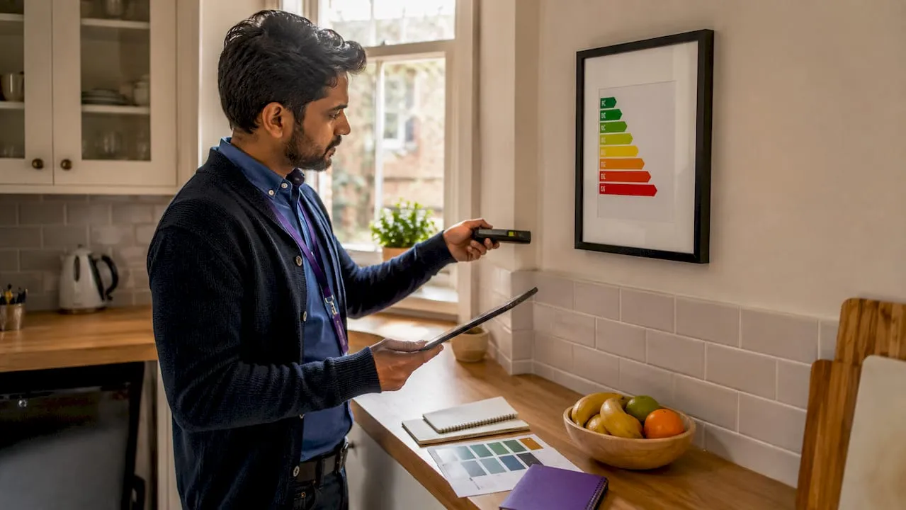 Energy assessor measuring property for EPC rating