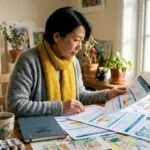 Landlord reviewing energy rating documents at home
